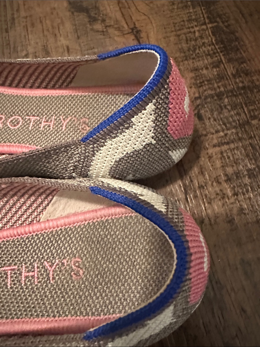 Rothy's Pink Brown Cream Pointed Knit Flats - Picture 6 of 8
